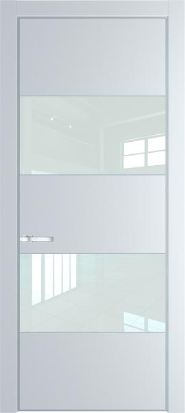 Остекленная эмалевая дверь 22PA Вайт в алюминиевом профиле