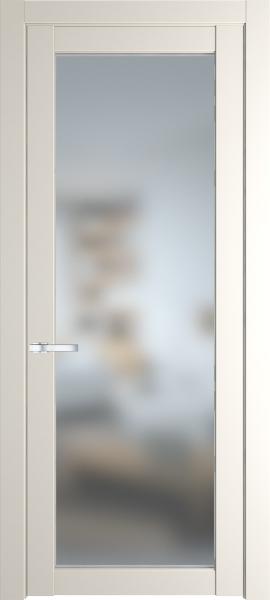 Остекленная дверь Профиль дорс 1.1.2PD Перламутр белый в эмалевом покрытии