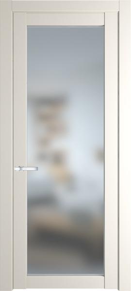 Остекленная дверь Профиль дорс 2.1.2PD Перламутр белый в эмалевом покрытии