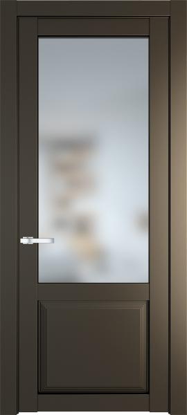 Остекленная дверь Профиль дорс 2.2.2PD Перламутр бронза в эмалевом покрытии