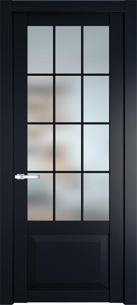 Остекленная дверь 1.1.2 (Р.12) PD Нэви блу с декоративной решеткой