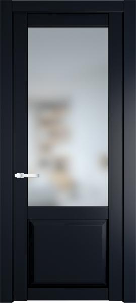 Остекленная дверь Профиль дорс 2.2.2PD Нэви блу в эмалевом покрытии