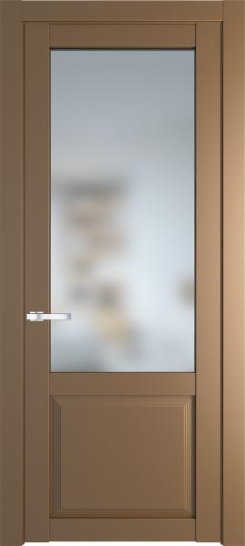 Остекленная дверь Профиль дорс 2.2.2PD Перламутр золото в эмалевом покрытии